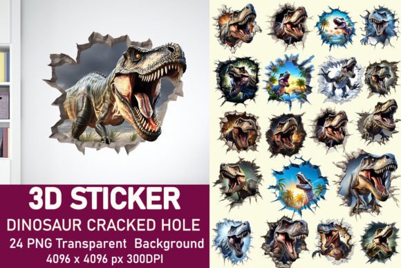 3D Dinosaur Cracked Hole Stickers: A Designerβs Take on Graphics and Crafts