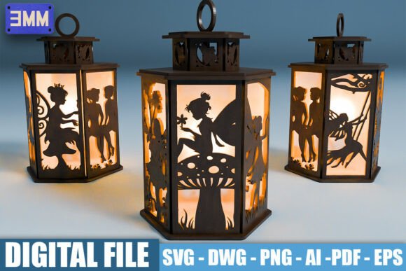 3D Fairy Lantern Laser Cut Files for Stands