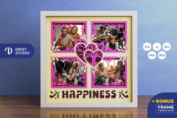 3D Family Gallery Shadow Box: 3D SVG for Shadow Boxes