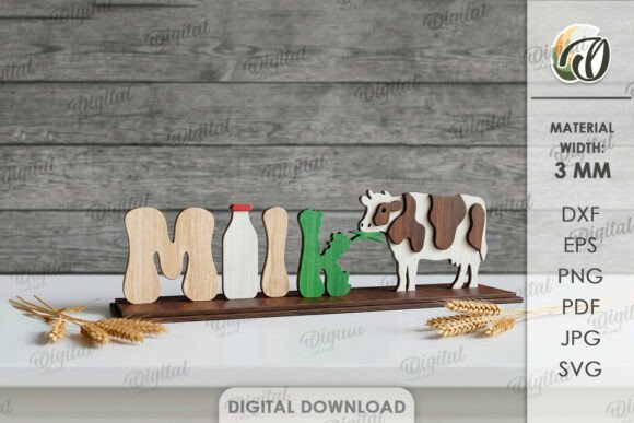 3D Farm Word Stand Laser Cut
