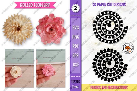3D Flower Paper Cut, Rolled Flower SVG Review
