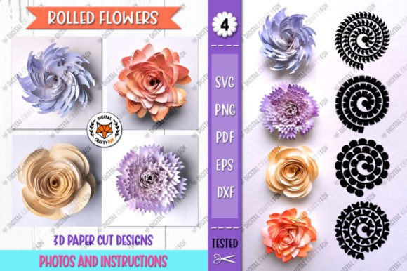 3D Flowers Paper Cut, Rolled Flowers SVG Review