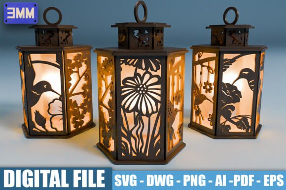 3D Hummingbird Lantern Laser Cut Files