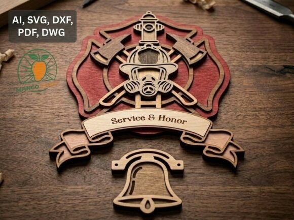 3D Layered Firefighter Emblem Laser Cut Signs