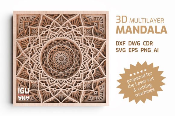 3D Layered MANDALA Laser Cut File SVG for Shadow Boxes