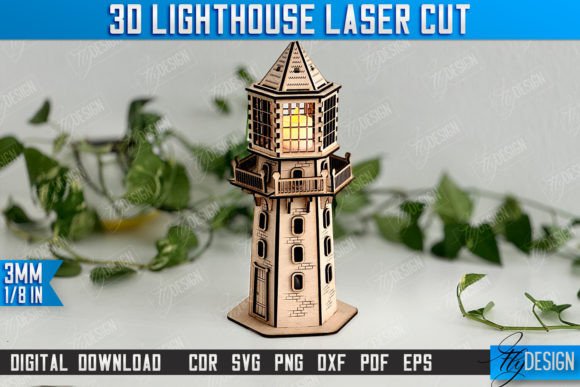 3D Lighthouse Tower Model CNC File for Laser Cutting and Other Art Amp