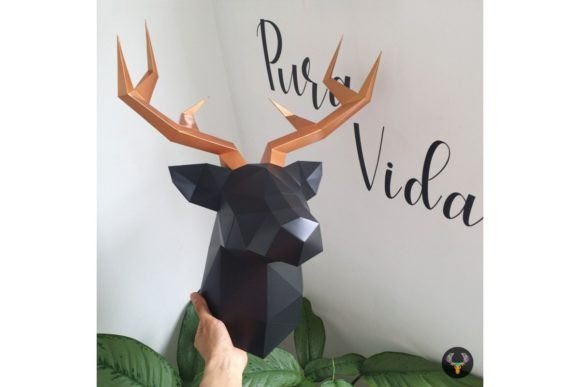 3D Papercraft Deer Head: 3D SVG for Animals Branding