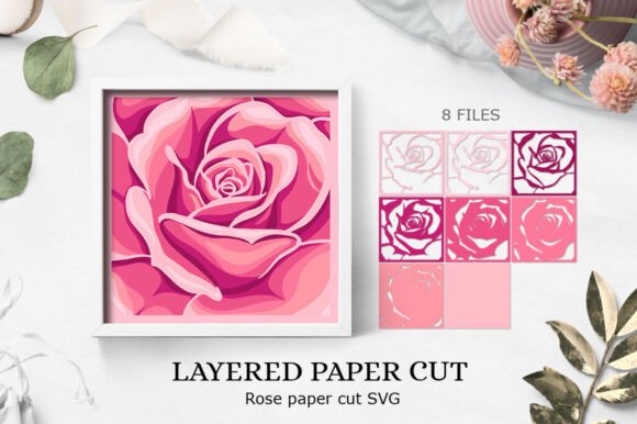 3D Pink Roses SVG Rosess Layered Paper