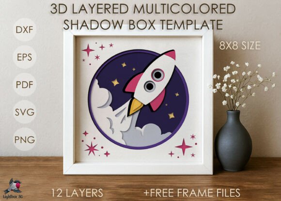 3D Space Rocket Shadow Box SVG Template Review