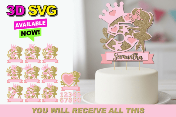 Ballerina Numbers Topper 3D SVG for Birthdays and Editorial Design