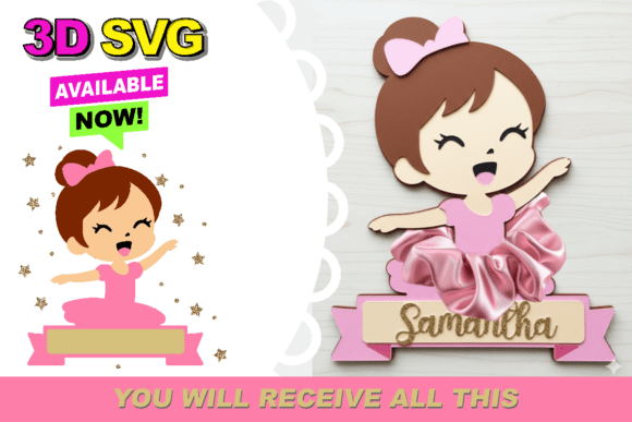 Ballerina Scrunchie Template 3D SVG