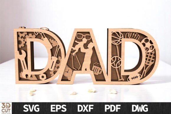 Dad 3D Layered Father S Day SVG for Laser Cutting and Blog Graphics