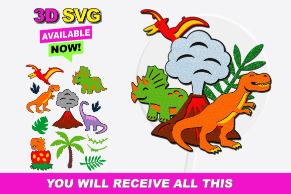 Dinosaur Silhouette Elements 3D SVG Review