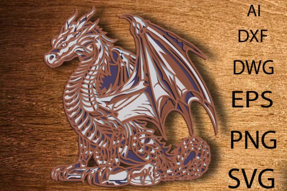 Dragon Multilayer Svg 3D Dragon Mandala Laser Cutting Wall Decor