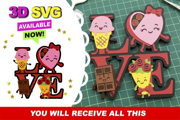 Love Cake Topper 3D SVG for Valentine S Day Branding