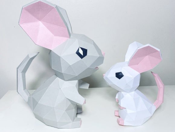 Mice 3D Papercraft, Baby Mouse Mama 3D SVG Shapes Review