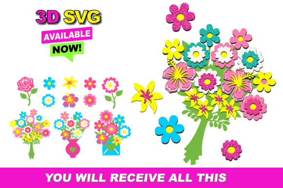 Mothers Day Flowers Elements 3D SVG Review