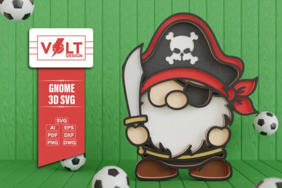 Pirate Gnome 3D SVG Multilayered Cut