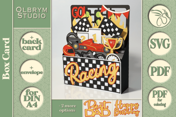 Racing 3D Greeting Card SVG: A Pop-Up Cards Design Asset Review