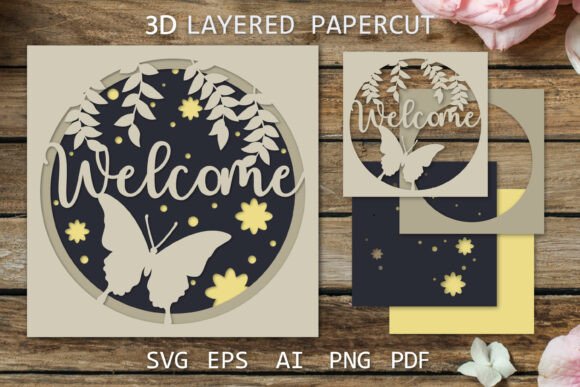 Welcome Card Design, 3D Shadow Box: A 3D SVG Review for Cards And Invites Sellers